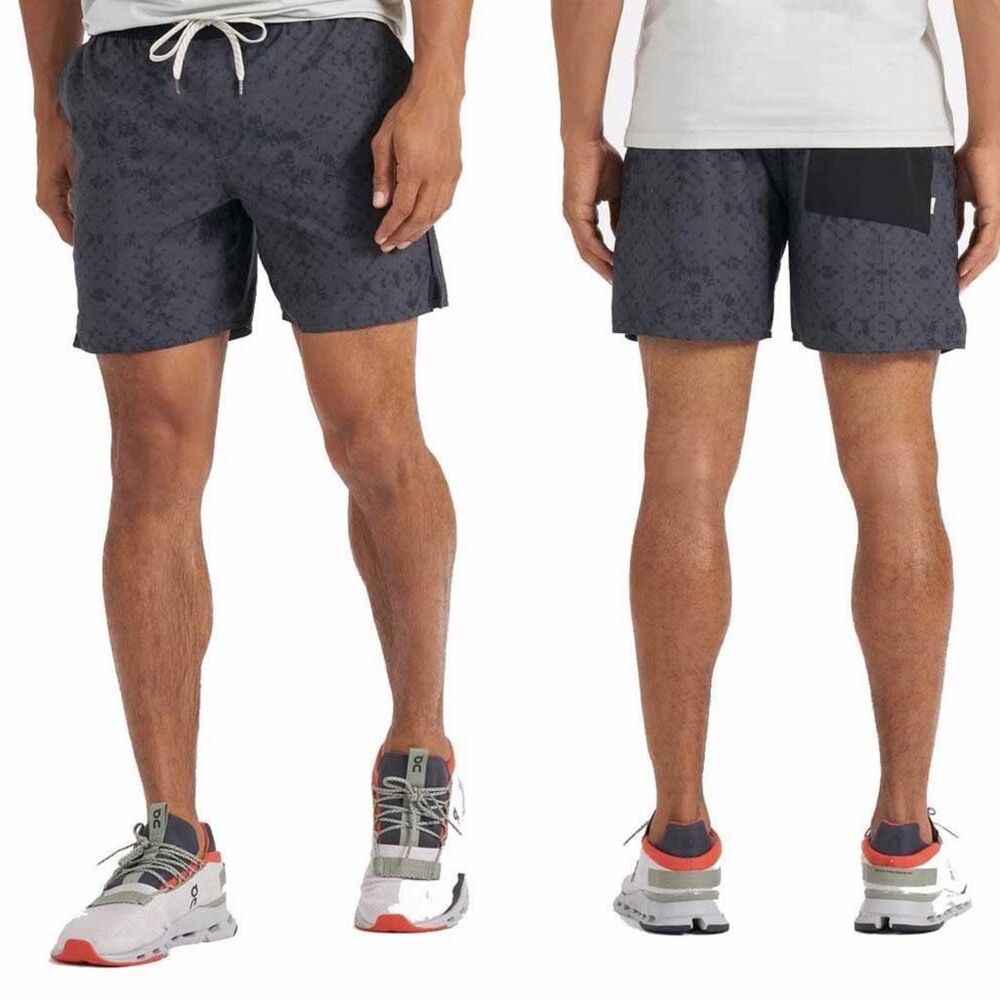 Vuori Men’s Trail Shorts Lined in Charcoal Shibori Size L